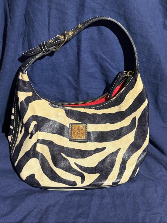 Dooney & Bourke Handbags - Dooney & Bourke Black and Cream Zebra-Print Shoulder Bag